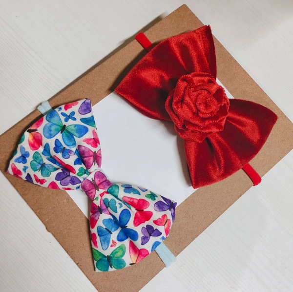Fabric Bow Headbands  Pair - Stretchable Headband