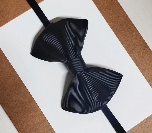 Black Color Small Ribbon bow Headband  - Stretchable Headband