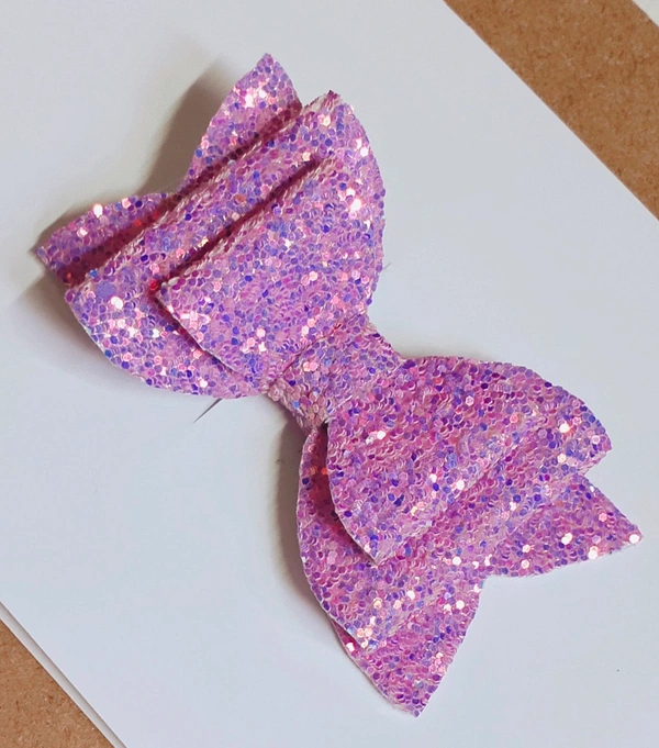 Glitter Lilac Colour Bow Hair Clip  - Medium Size Alligator Clip