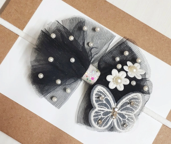 Black Colour Bow Headband  - Stretchable Headband