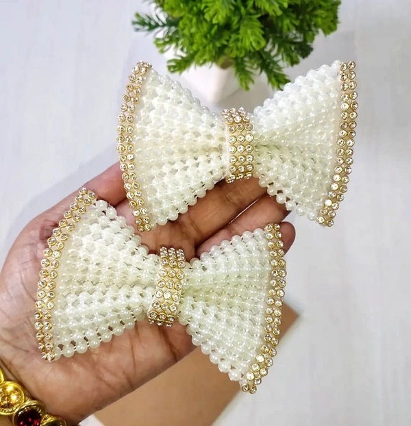 Pearl Hair Clips Set/pair - Medium Size Alligator Clips Set