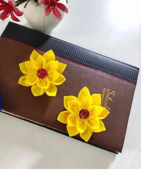 Yellow Colour Floral Hair Clips Pair - Medium Size alligator Clip