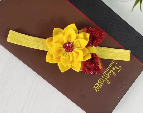Yellow and Red Colour Floral Headband  - Stretchable Headband