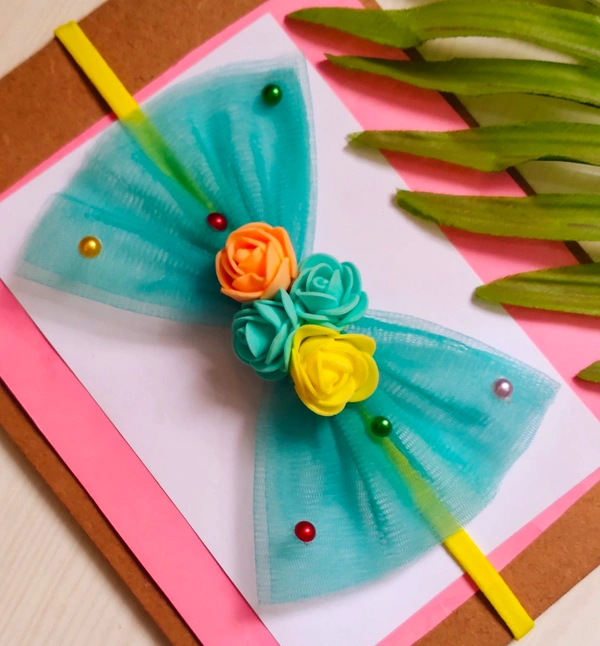 Pista Colour Net Bow yellow Headband  - Stretchable Headband