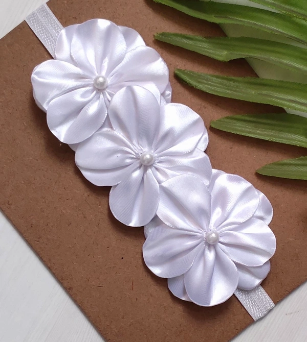 White Floral Headband  - Stretchable Headband