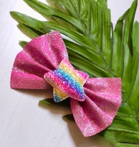 Glitter Star Embellishment Bow Hair Clip - Alligator Clip