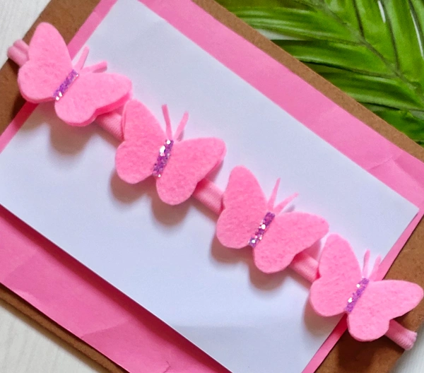 Pink Butterfly Headband  - Free Size Stretchable Headband
