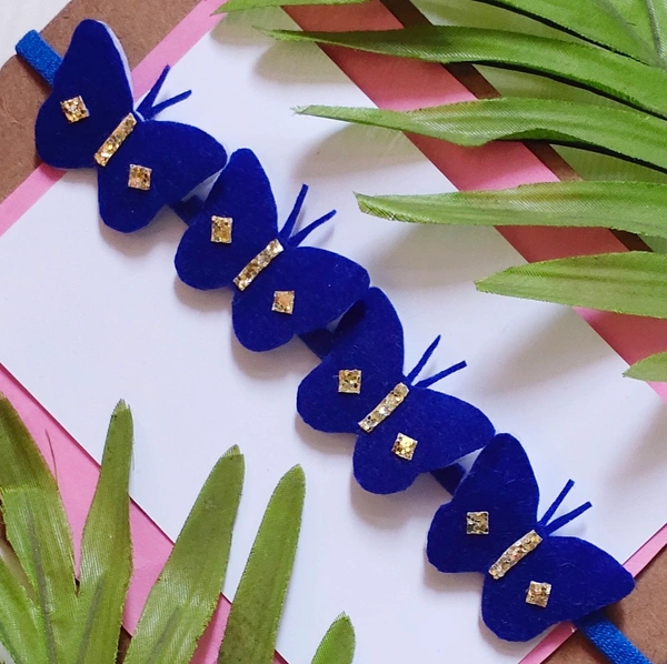 Dark Blue Colour Butterfly Headband  - Stretchable Headband