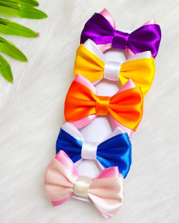 Hair ties For Baby Girl to tie tiny Pony. Set Of 5 Bow Hair ties - Normal For Small hairs.