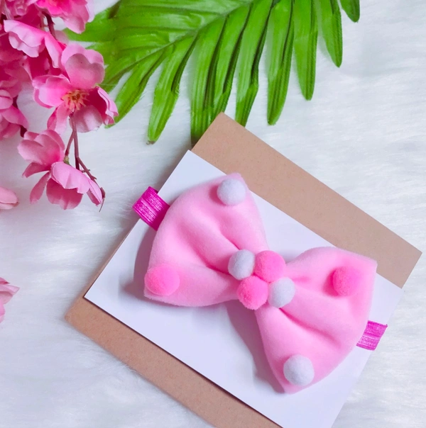 Soft Baby Pink Colour Headband With Small Pompoms.  - Stretchable Headband