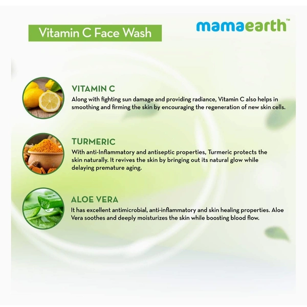 MAMA EARTH  Mama Earth  Vitamin C Turmeric For Skin ILLUMINATION Face Wash (100 ML) - Yellow Cream, 100ml, MamaEarth