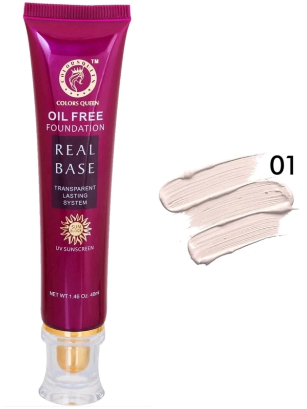 COLORS QUEEN  Colors Queen Real Base Oil Free Waterproof Foundation No-1 - No1- Ivory, COLORS QUEEN, 40ml