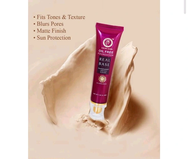 COLORS QUEEN  Colors Queen Real Base Oil Free Waterproof Foundation No-1 - No1- Ivory, COLORS QUEEN, 40ml