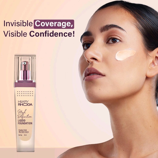 HilaryRhoda Poreless Perfection | Blends Flawlessly | Matte Finish & Lightweight Formula | High Coverage Formula | Skin-True Finish | Invisible Wear Formula - Natural, No-1 Ivory