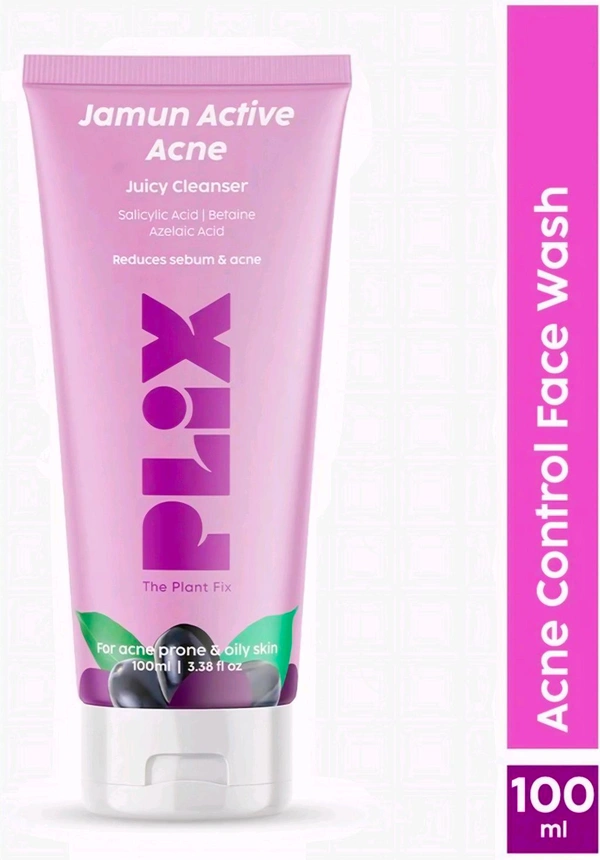 The Plants Fix Plix 0.5% w/w Salicylic Acid Jamun Face Wash Cleanser Gel For Active Acne & Oil Control, For Breakouts | Oily & Acne Prone Skin | Women & Men | 100 ml - 100 ml