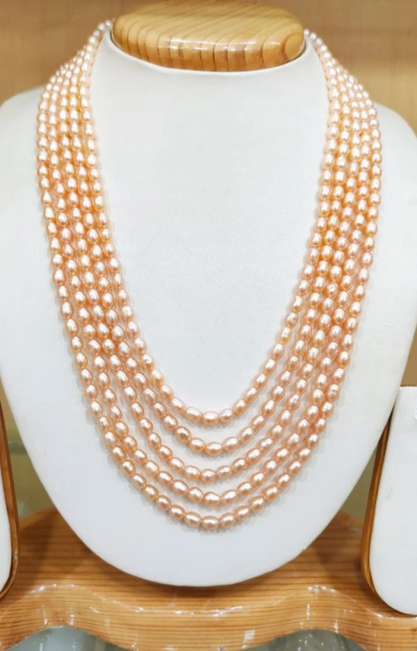 5 Layers Oval Pink Colour Pearl Mala