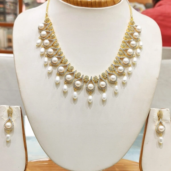 Pearl Necklace Set - 18 Inches Adjustable, White, 4 MM