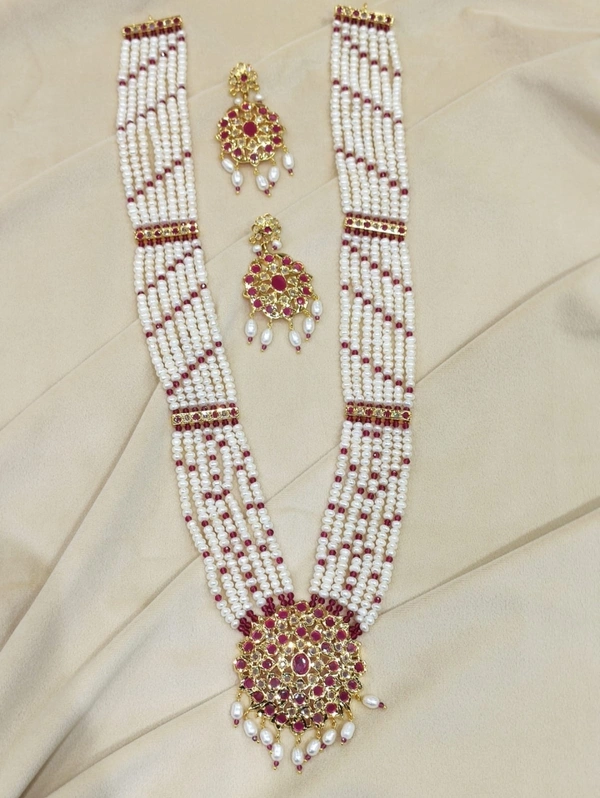 Rani Haar Necklace 7 Layers - White, 4 MM, 22 Inches