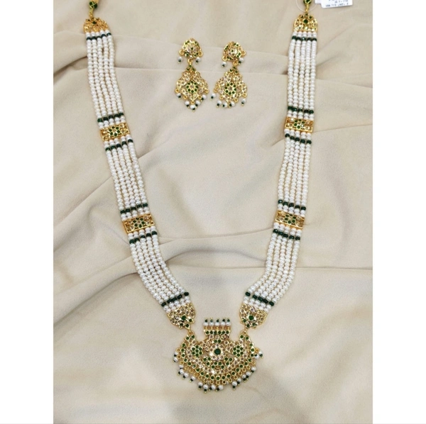 Rani Haar Necklace 5 Layers  - 22 Inches, White, 4 MM