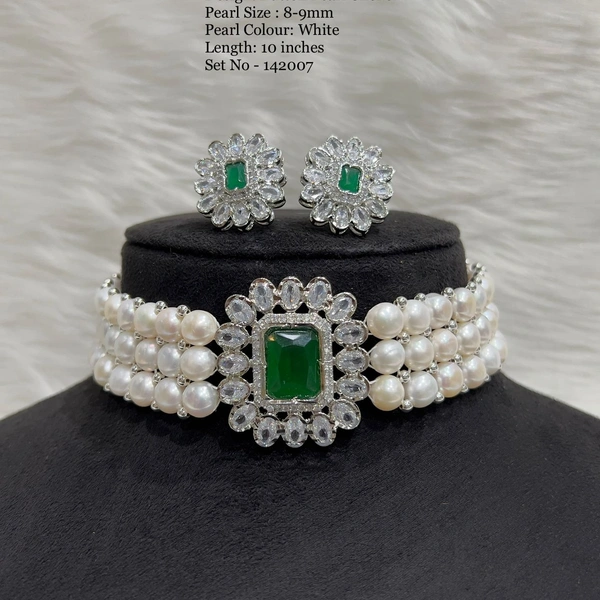 3 Layers Button Choker - PN132 - Green, 10 Inches, 8-9 MM