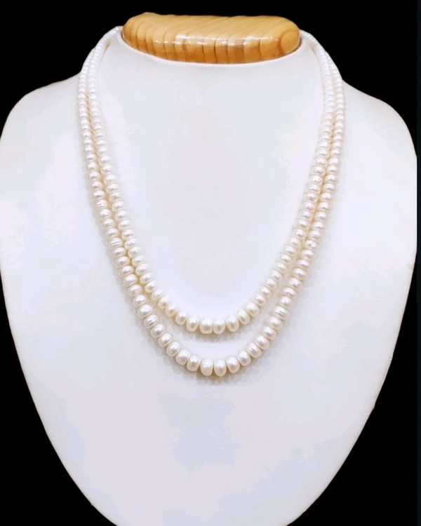 Pearl Mala 2 Line - White, 4 MM, 18 Inches