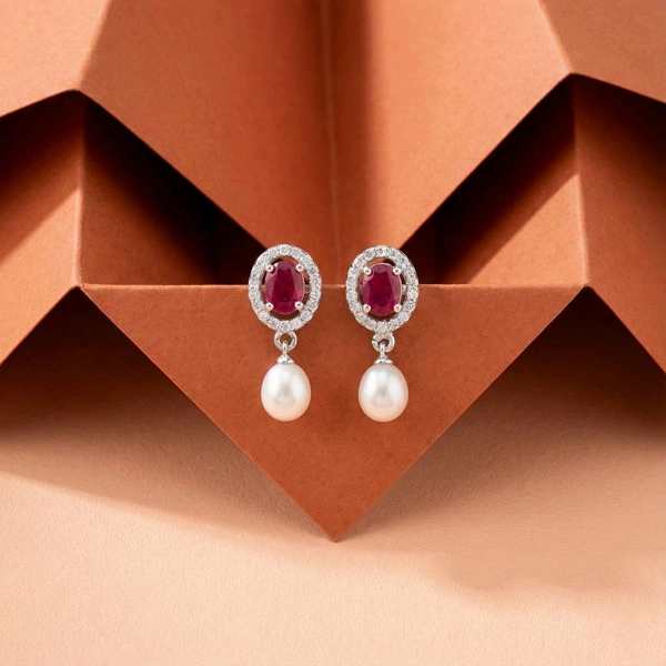 Pearl Earring - PE104 - 4 MM, Silver, White