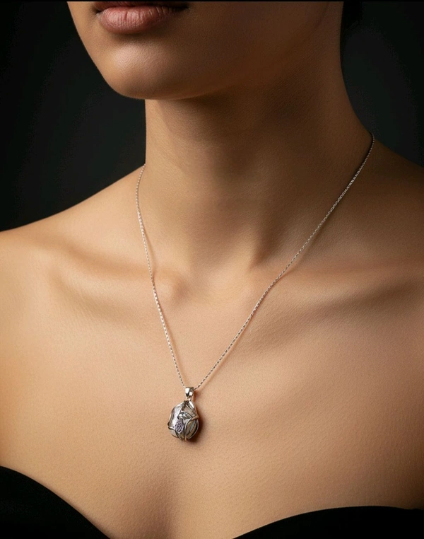 Pearl Pendant Chain - PC107 - White, 18 Inches, Silver