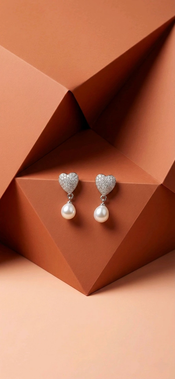 Pearl Earrings - PE138 - Silver, White, 4 MM