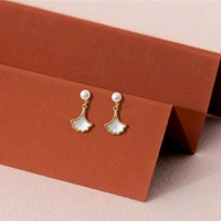 Pearl Earrings - PE142 - Gold, White, 4 MM