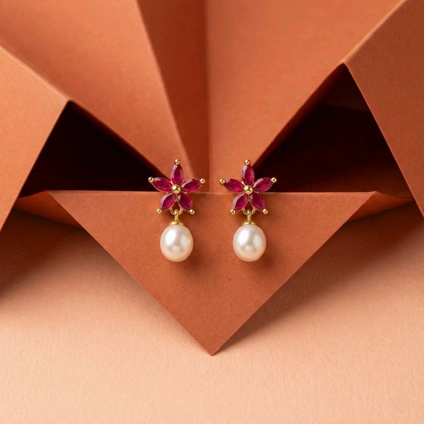 Pearl Earrings - PE171 - Gold, 4 MM, White