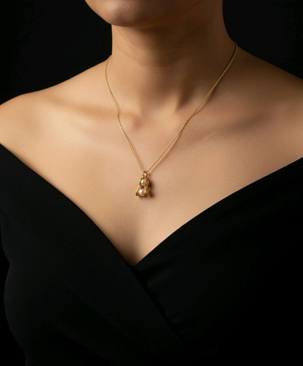 Peanut Pendant Chain - PC153 - Gold, 18 Inches, White