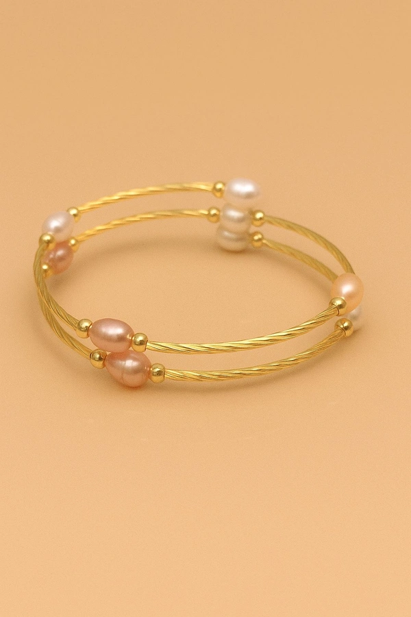 Pearl Bracelet - PB301 - Gold, Multicolour, Adjustable