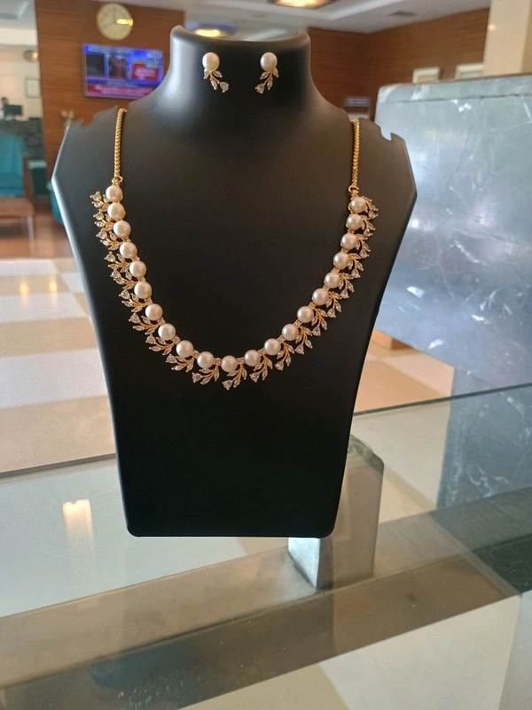 Pearl Necklace - PN742 - Gold, White, Adjustable