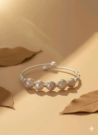 Pearl Bracelet - PB156 - Silver, Adjustable, White
