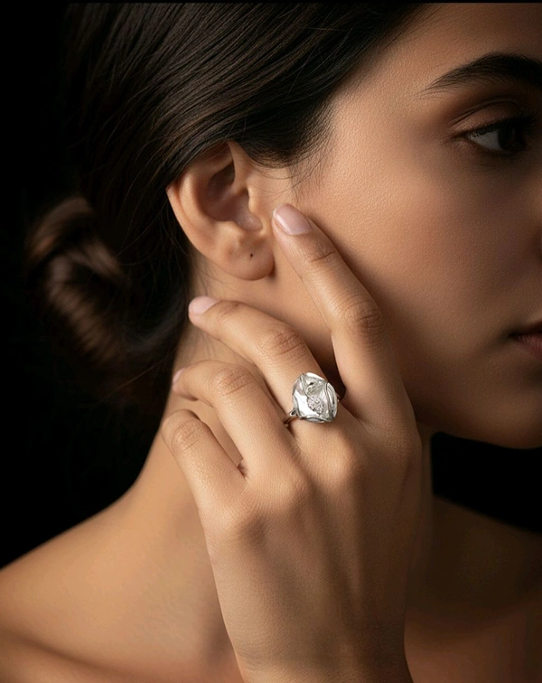 Pearl Ring - PR121 - Silver, Adjustable, White