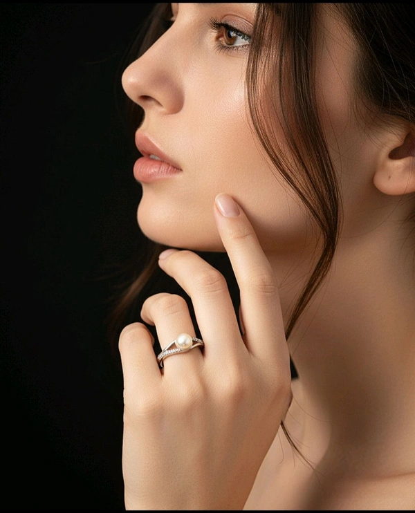 Pearl Ring - PR131 - Silver, White, Adjustable