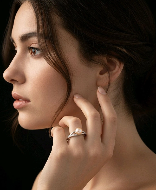 Pearl Ring - PR132 - Silver, Adjustable, Pink