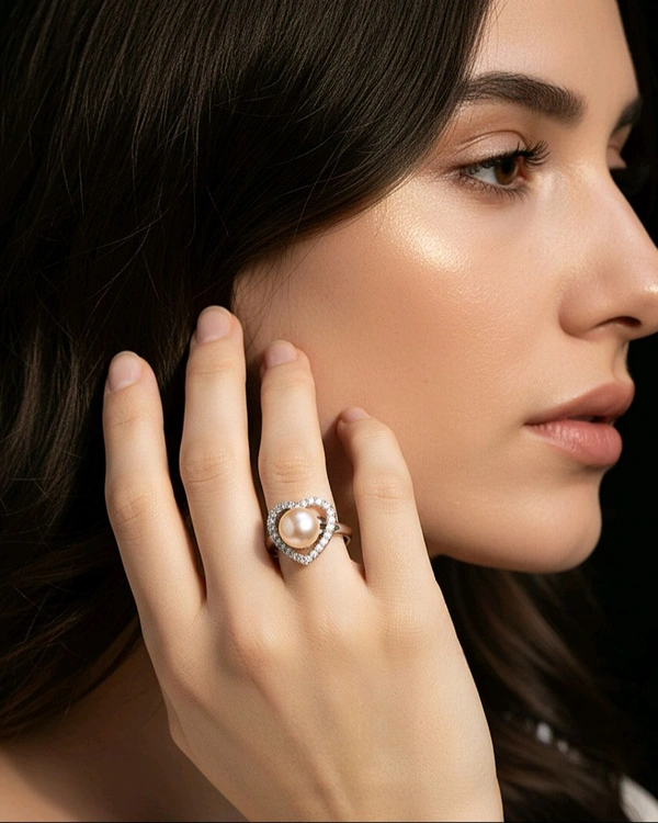 Pearl Ring - PR134 - Silver, Adjustable, Pink