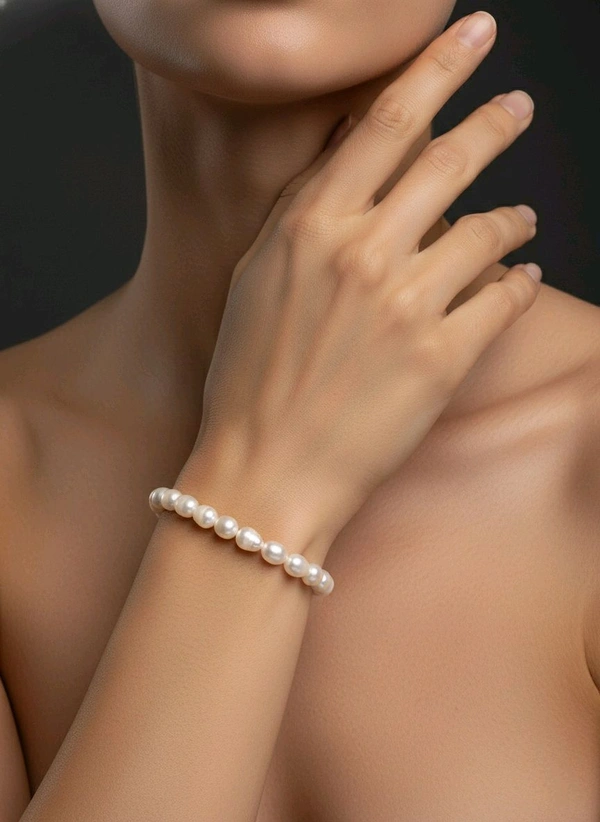 Pearl Bracelet - PB167 - White, Adjustable, 5 MM