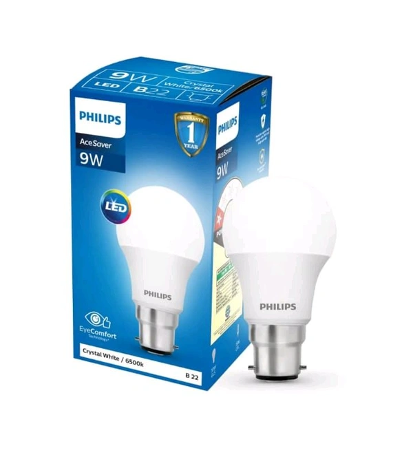 Philips 9w Led Cool White Bulb|Energy Efficient|6500k|Base Holder b22 |Eye Comfort