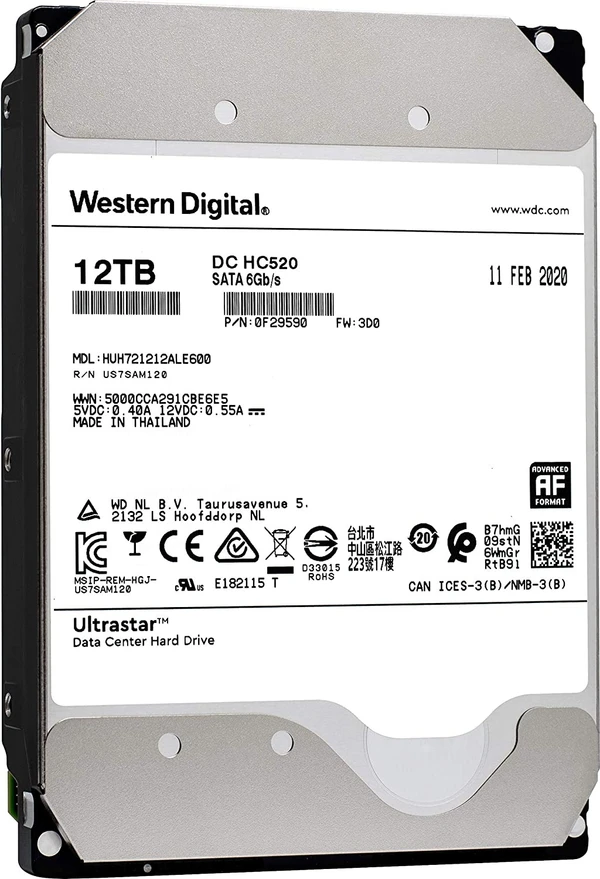 Western Digital 12TB Ultrastar DC HC520 SATA HDD 3.5''(HUH721212ALE604)