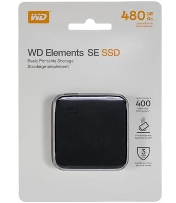Western Digital 480GB Elements External SSD 400MB/s R,(WDBAYN4800ABK) 