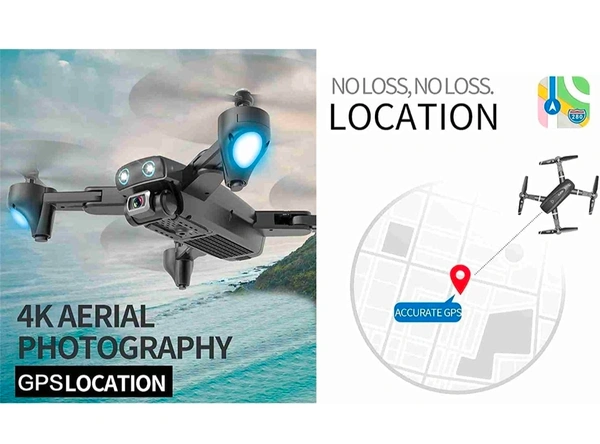 4K HD Wi-Fi Dual Camera Drone with Selfie Gesture Mode & 1600mAh Batteries, Multi 2battery Set Gps Tracking Full Phone Control 