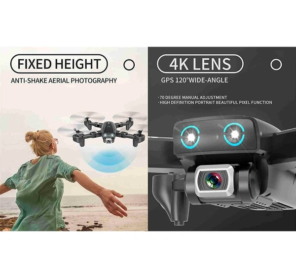 4K HD Wi-Fi Dual Camera Drone with Selfie Gesture Mode & 1600mAh Batteries, Multi 2battery Set Gps Tracking Full Phone Control 
