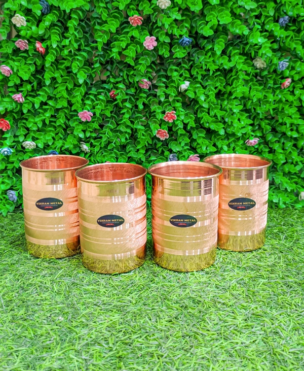 VIKRAM METAL  Copper water glass set of 4 - 3.7 INCH