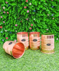 VIKRAM METAL  Copper water glass set of 4 - 3.7 INCH