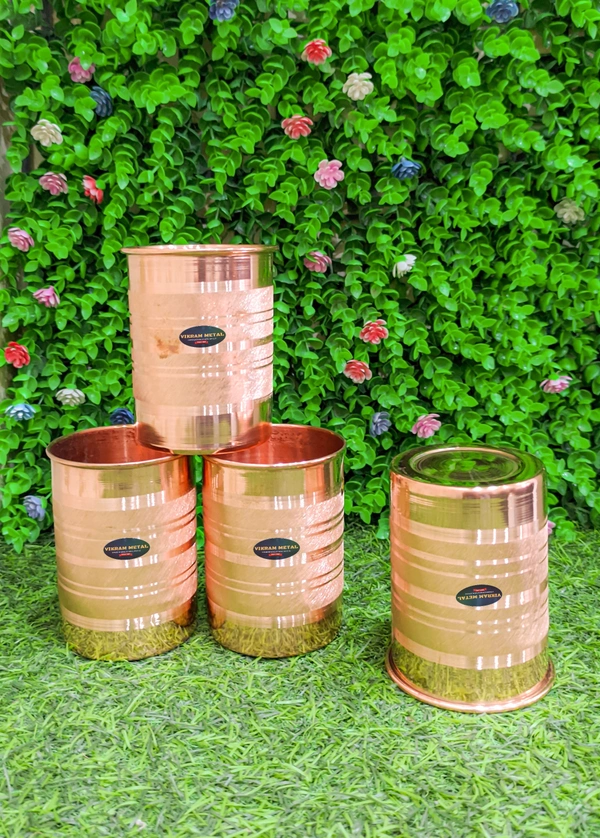 VIKRAM METAL  Copper water glass set of 4 - 3.7 INCH