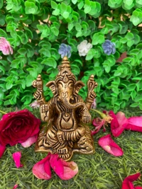 VIKRAM METAL Brass Ganesh  Murti  - 3.2 INCH, GOLDEN