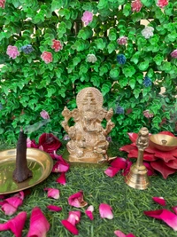 VIKRAM METAL  Brass Ganesh Murti  - 4.5 INCH, GOLDEN