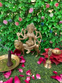 VIKRAM METAL Brass Durga Maa Murti - 6 inch, GOLDEN